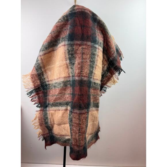 Vintage Edinburgh Woollen Mill Multi Square Scarf /Baby Blanket Plaid Raw Hem - Picture 4 of 5